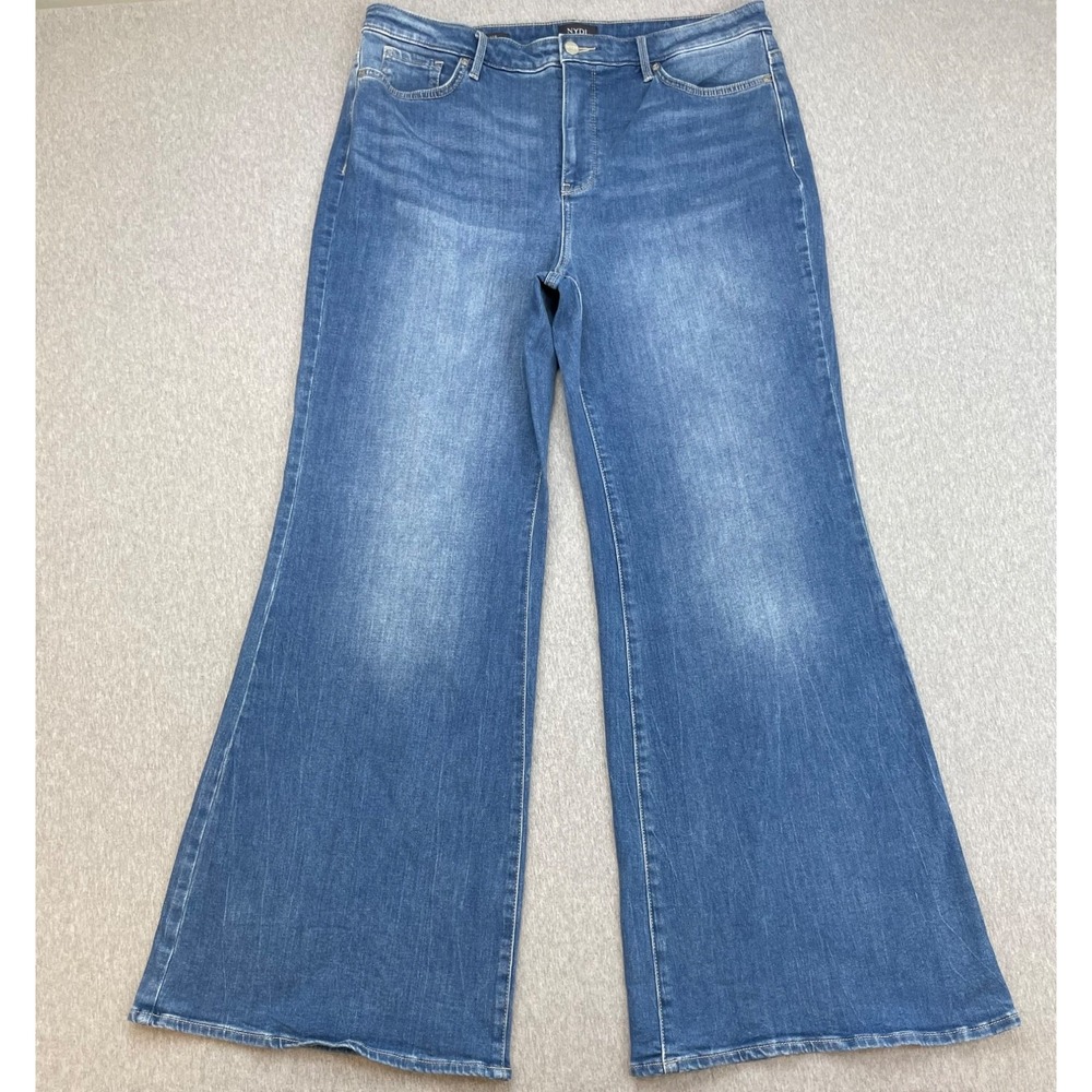 NYDJ Jeans Womens 14 Blue Cotton Blend Stretch Mia Palazzo Wide Leg